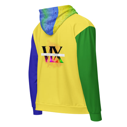 Brazil Flag Zip Hoodie – Soft Recycled Blend, Metal Zip &amp; Front Pockets | Statement Pride Wear by Voce Lindx