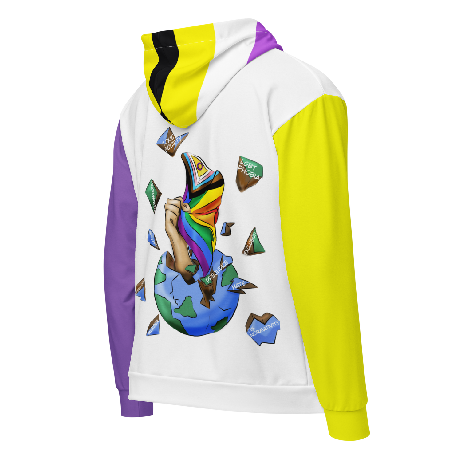 Sudadera con capucha y cremallera no binaria