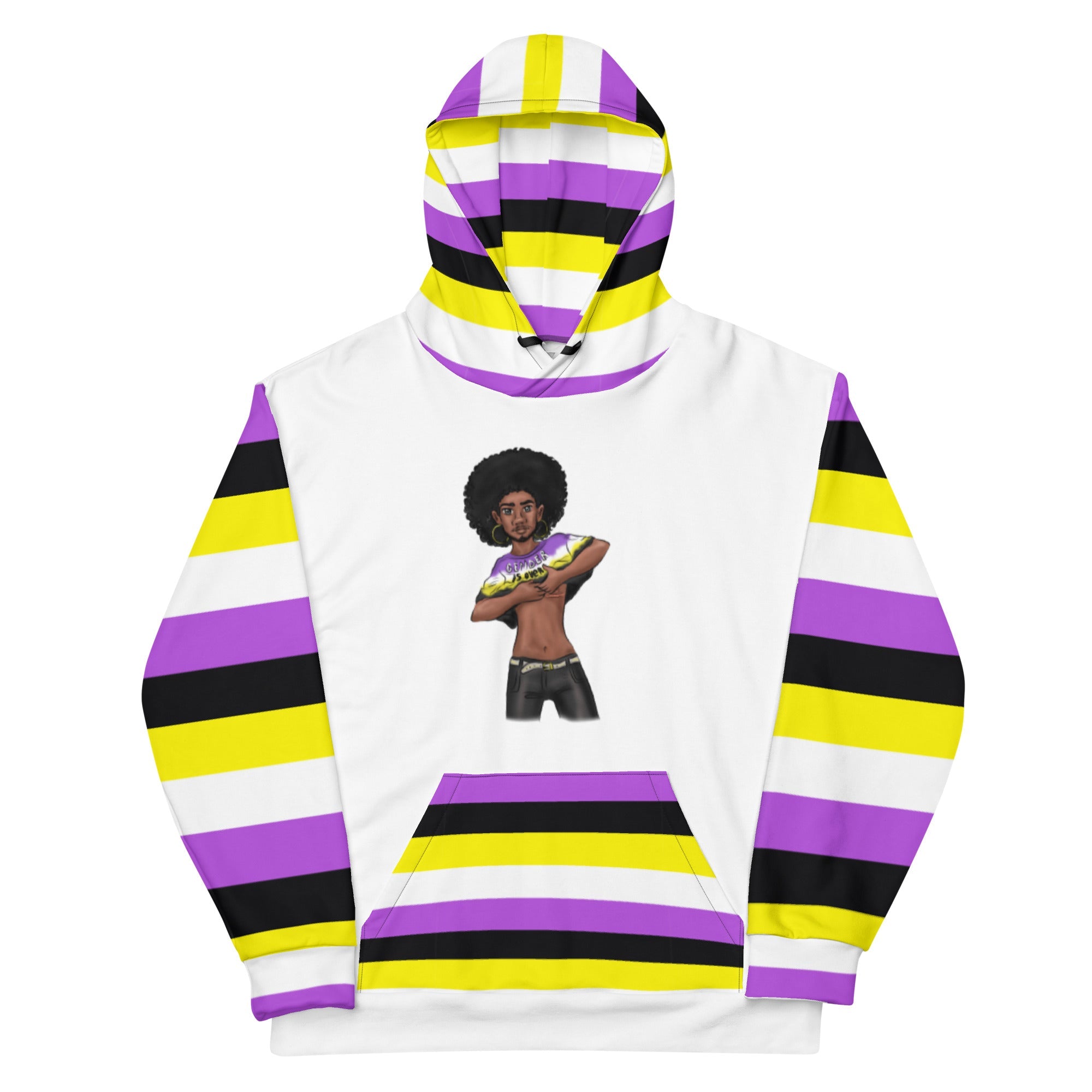 “Gender Is Over” Hoodie – Diverse Pride Flag Design | Recycled, Comfortable &amp; Inclusive Fit