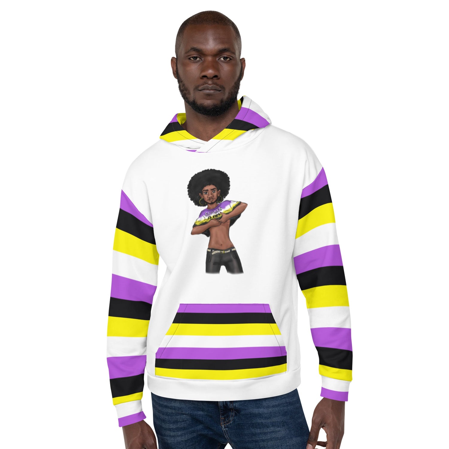 “Gender Is Over” Hoodie – Diverse Pride Flag Design | Recycled, Comfortable &amp; Inclusive Fit