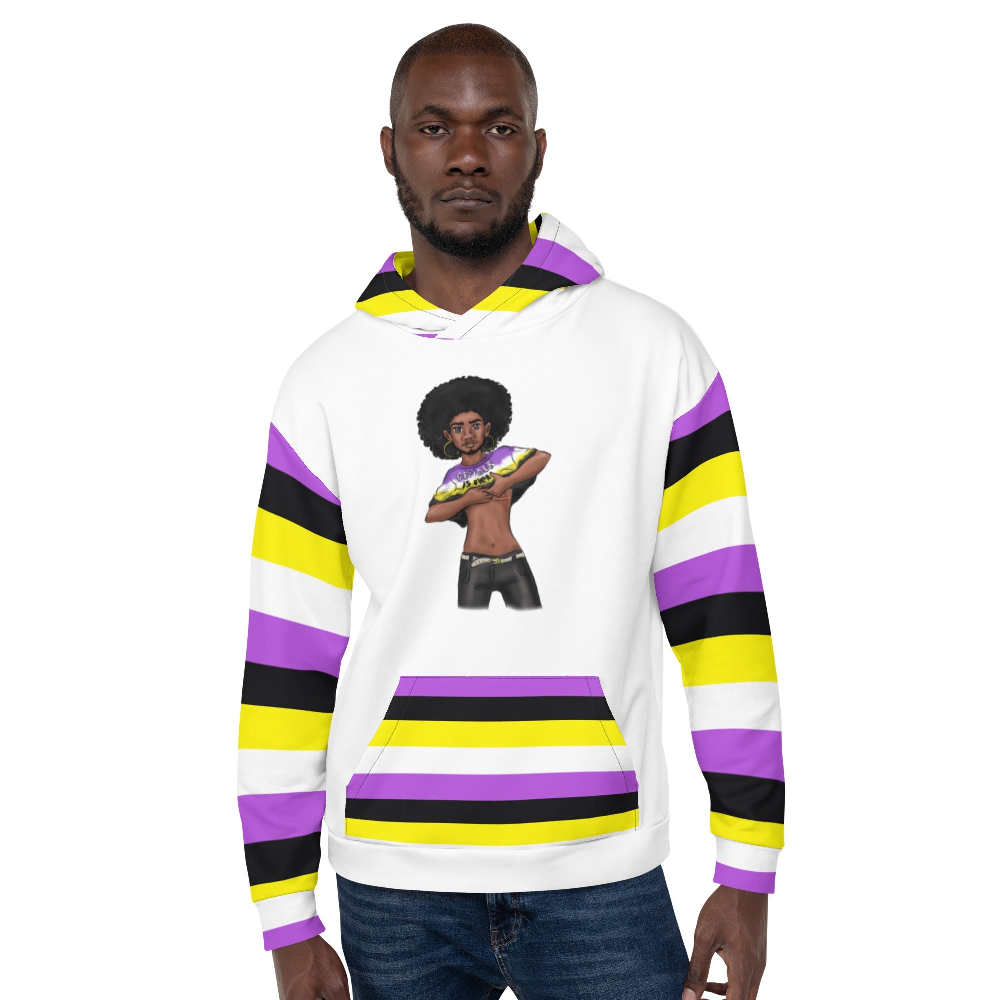 “Gender Is Over” Hoodie – Diverse Pride Flag Design | Recycled, Comfortable &amp; Inclusive Fit