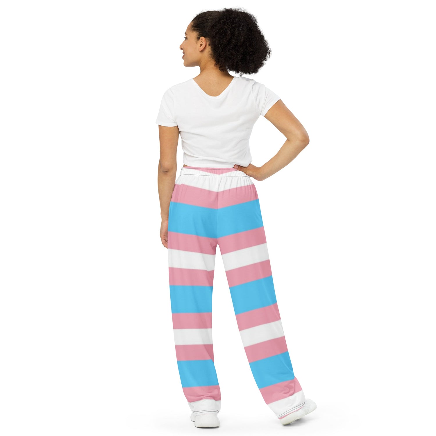 Transgender Pride Flag Wide-Leg Trousers – Comfortable, Bold &amp; Inclusive Fashion for All Identities
