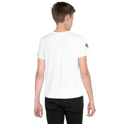 T-shirt juvenil com gola redonda âncora arco-íris