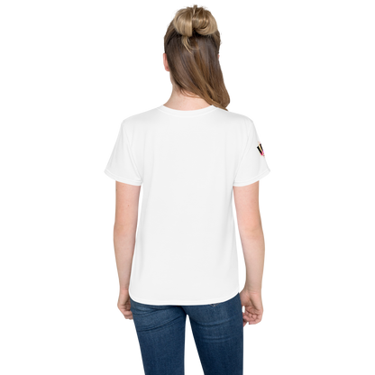 T-shirt juvenil com gola redonda âncora arco-íris