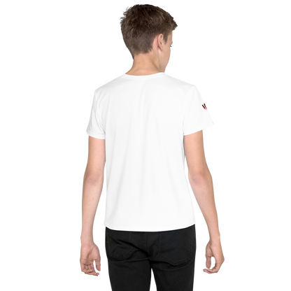 Camiseta juvenil cuello redondo flor rosa