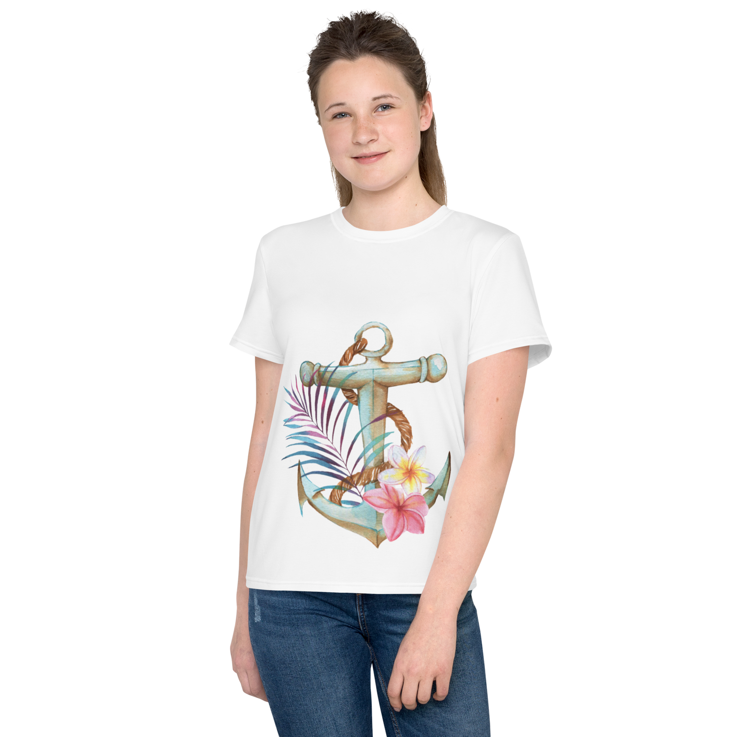 Camiseta juvenil cuello redondo ancla