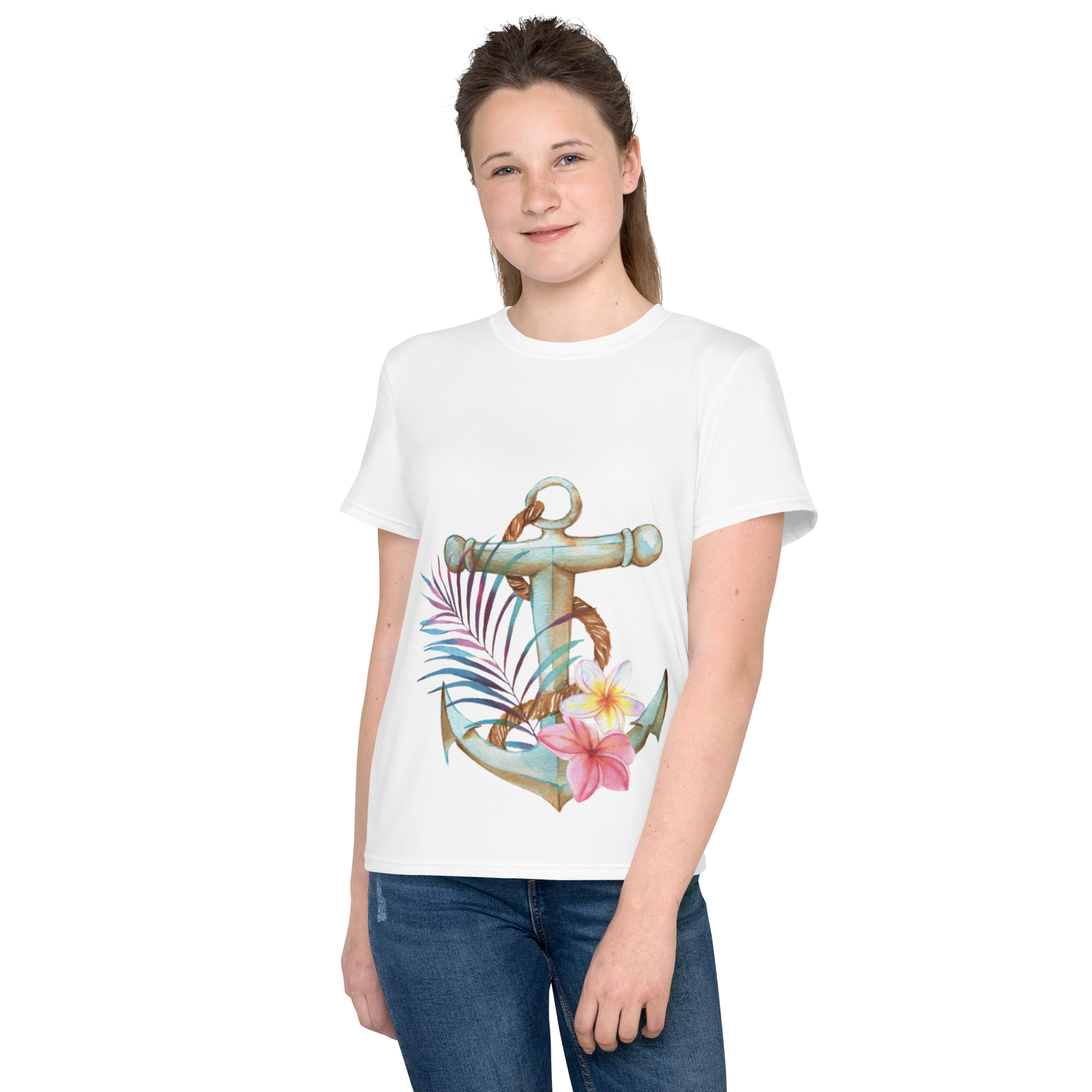 Camiseta juvenil cuello redondo ancla