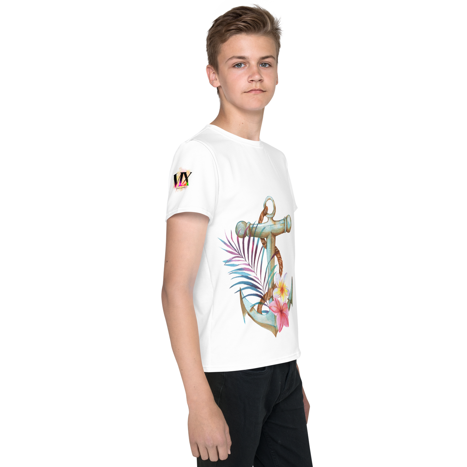 Camiseta juvenil cuello redondo ancla