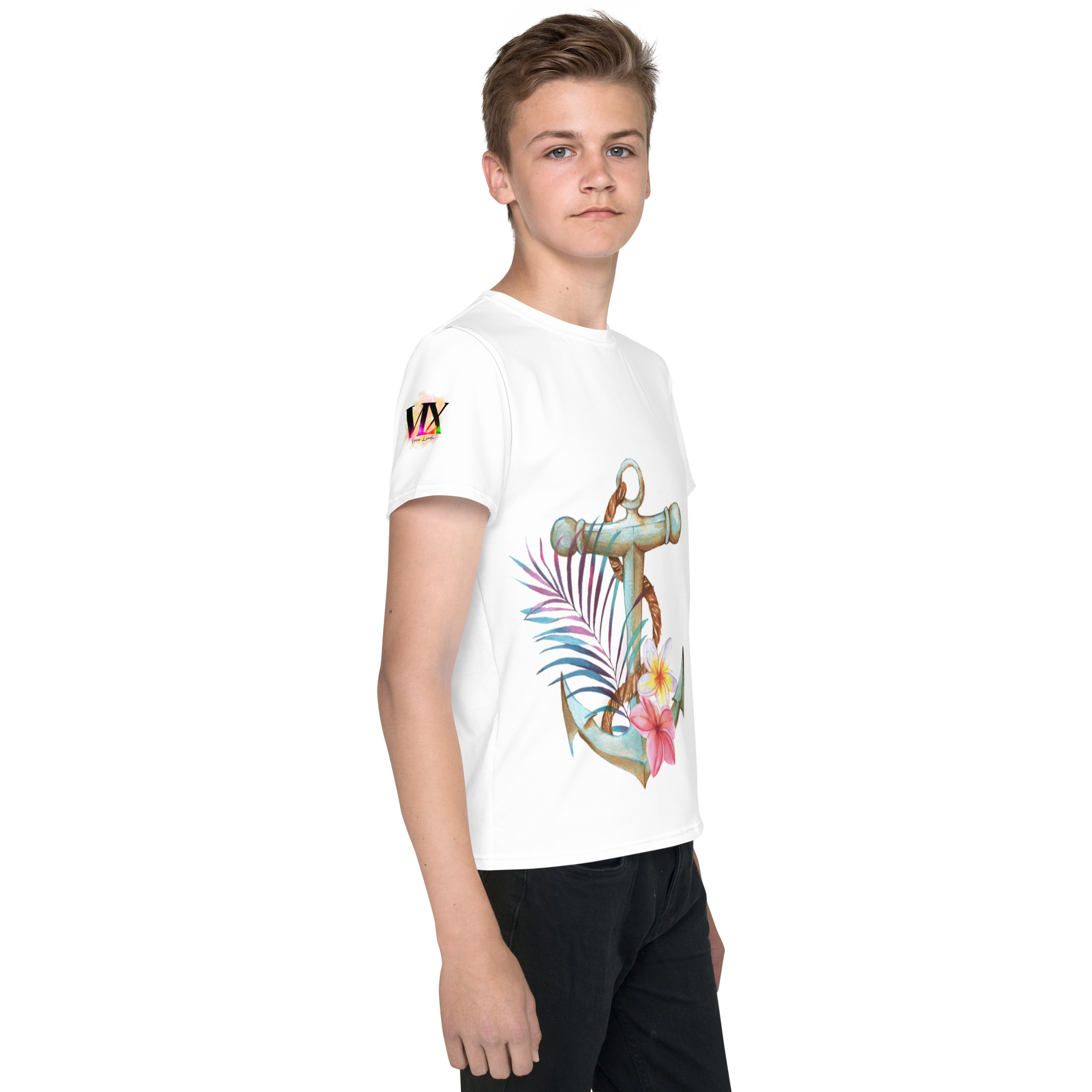 Camiseta juvenil cuello redondo ancla