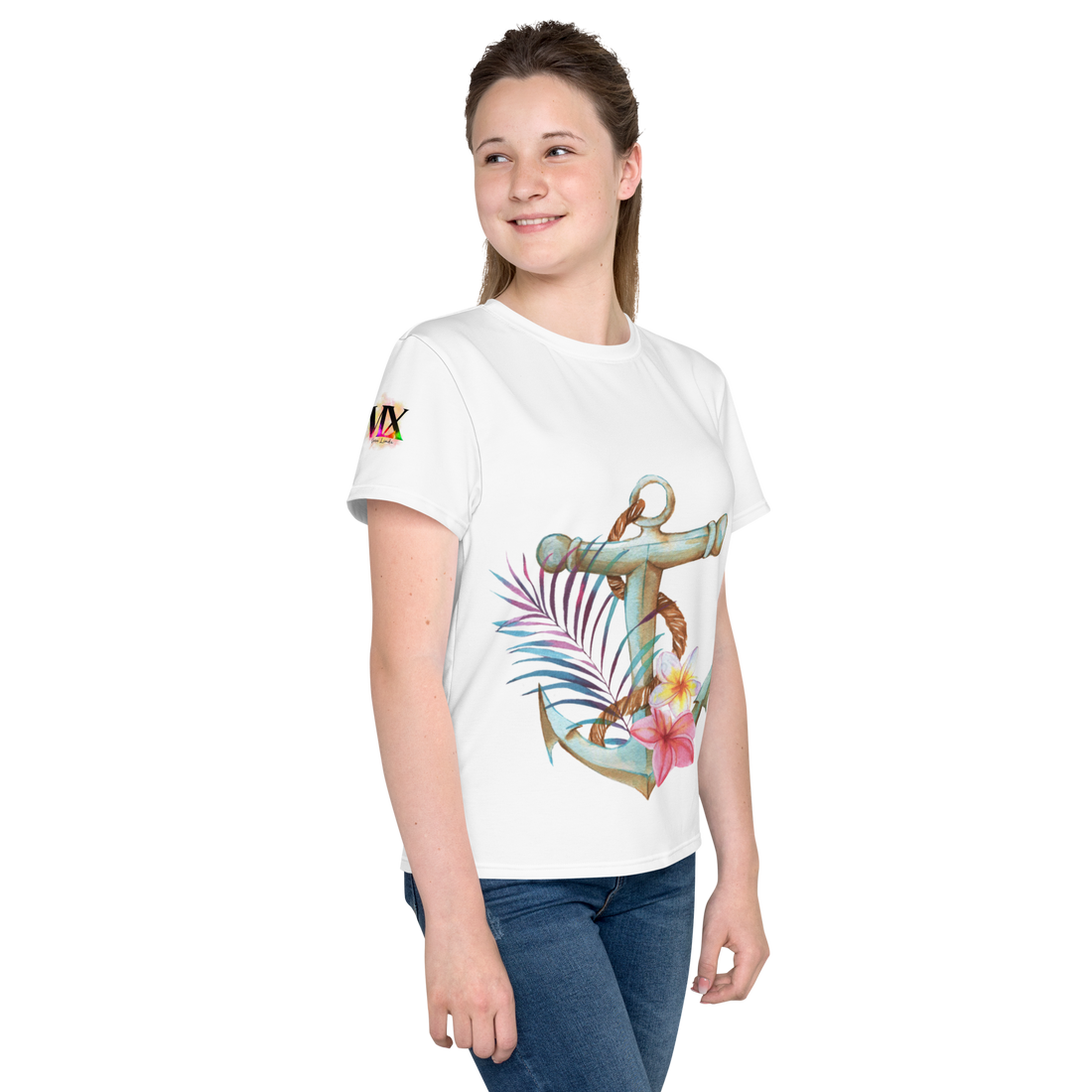Camiseta juvenil cuello redondo ancla