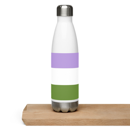 Botella de agua de acero inoxidable Bandera Genderqueer