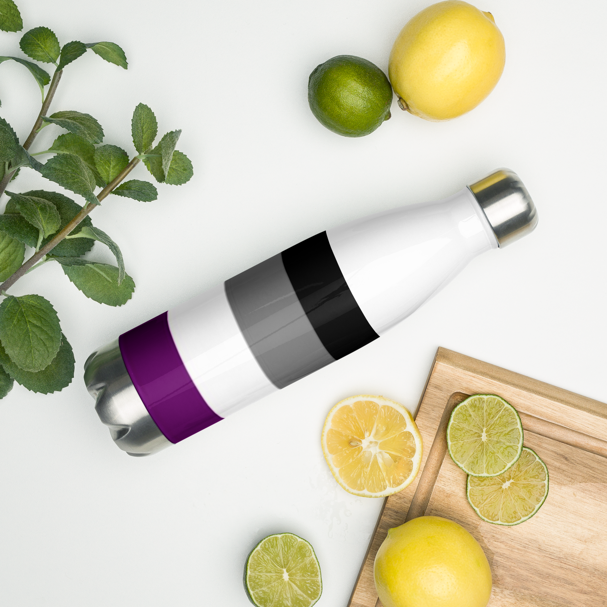 VOCE LINDX Asexual Flag Stainless Steel Water Bottle – 500 ml Vacuum-Insulated, Leak-Proof, Colourful Design