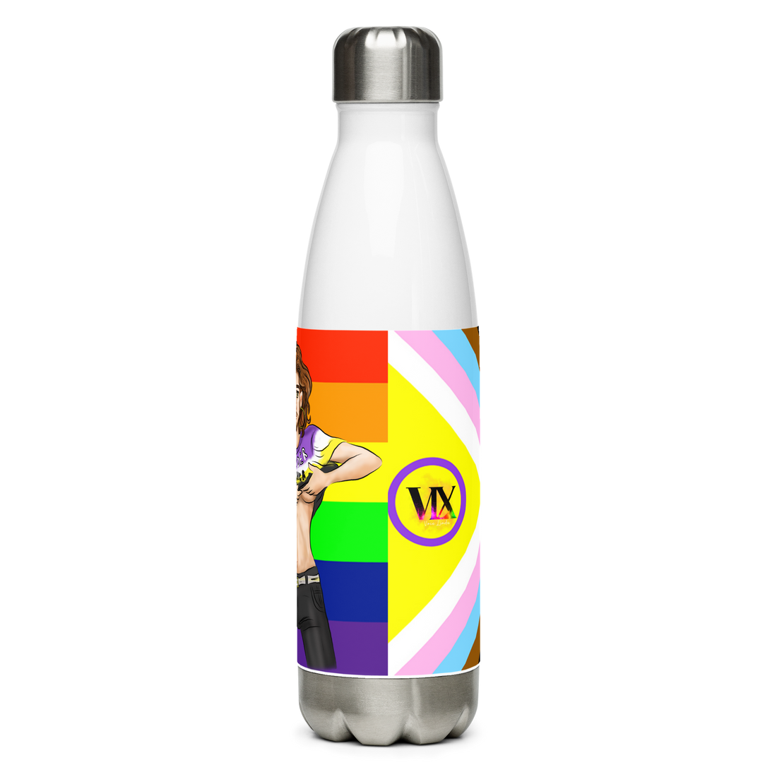 VOCE LINDX Intersex-Inclusive Nonbinary “Gender Is Over” Stainless Steel Water Bottle – 500 ml Vacuum Flask, Leak‑Proof