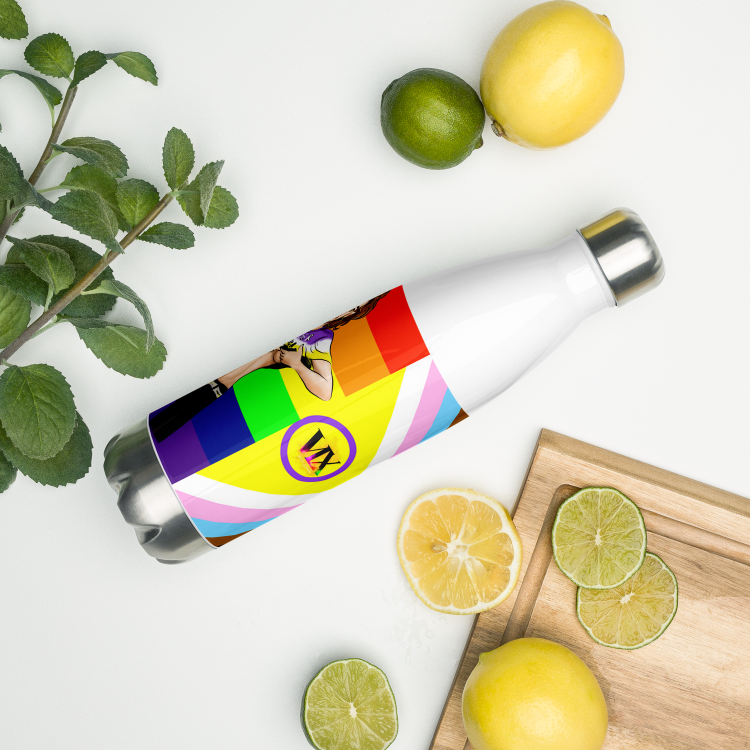 Garrafa de água de aço inoxidável Orgulho Intersex-inclusivo, Orgulho não binário O gênero acabou