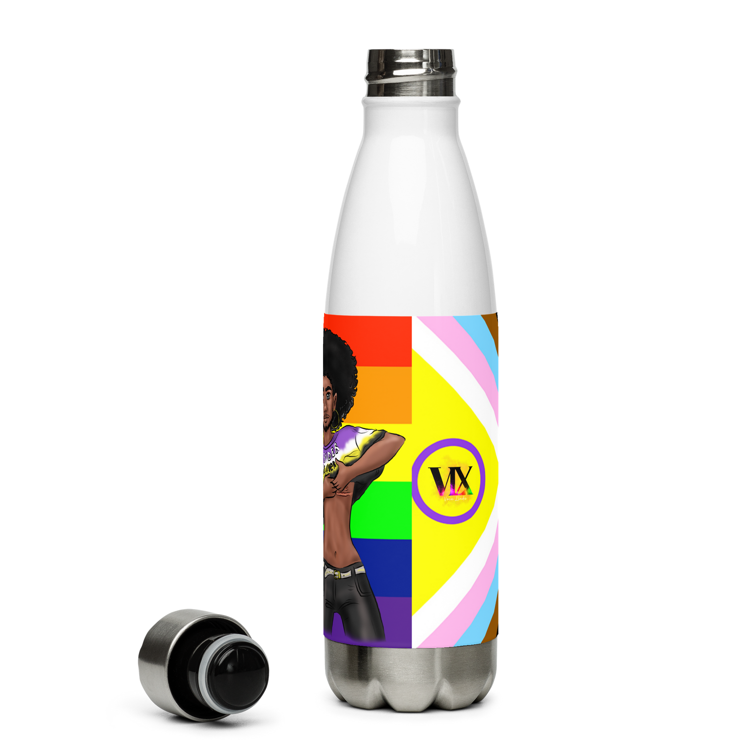 Botella de agua de acero inoxidable No binario y Orgullo Intersexual-Inclusivo