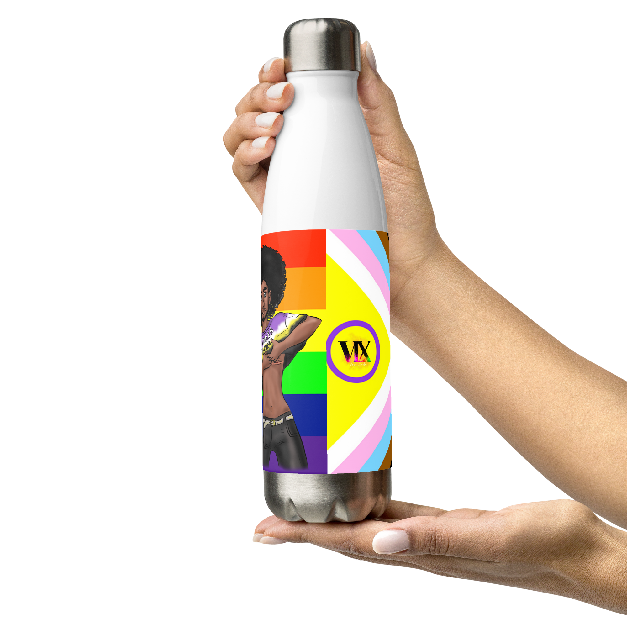 Botella de agua de acero inoxidable No binario y Orgullo Intersexual-Inclusivo