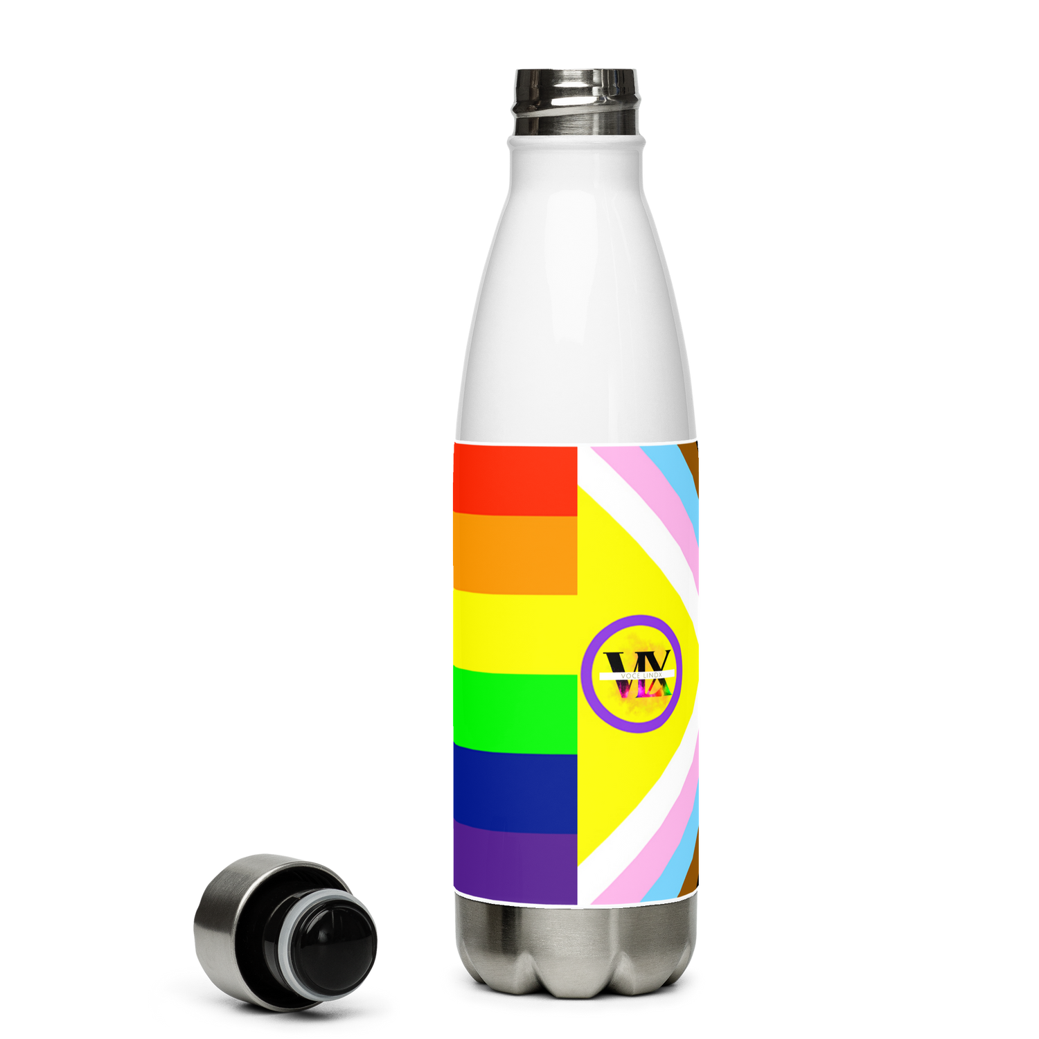 Garrafa de água de aço inoxidável Pride Intersex-Inclusive