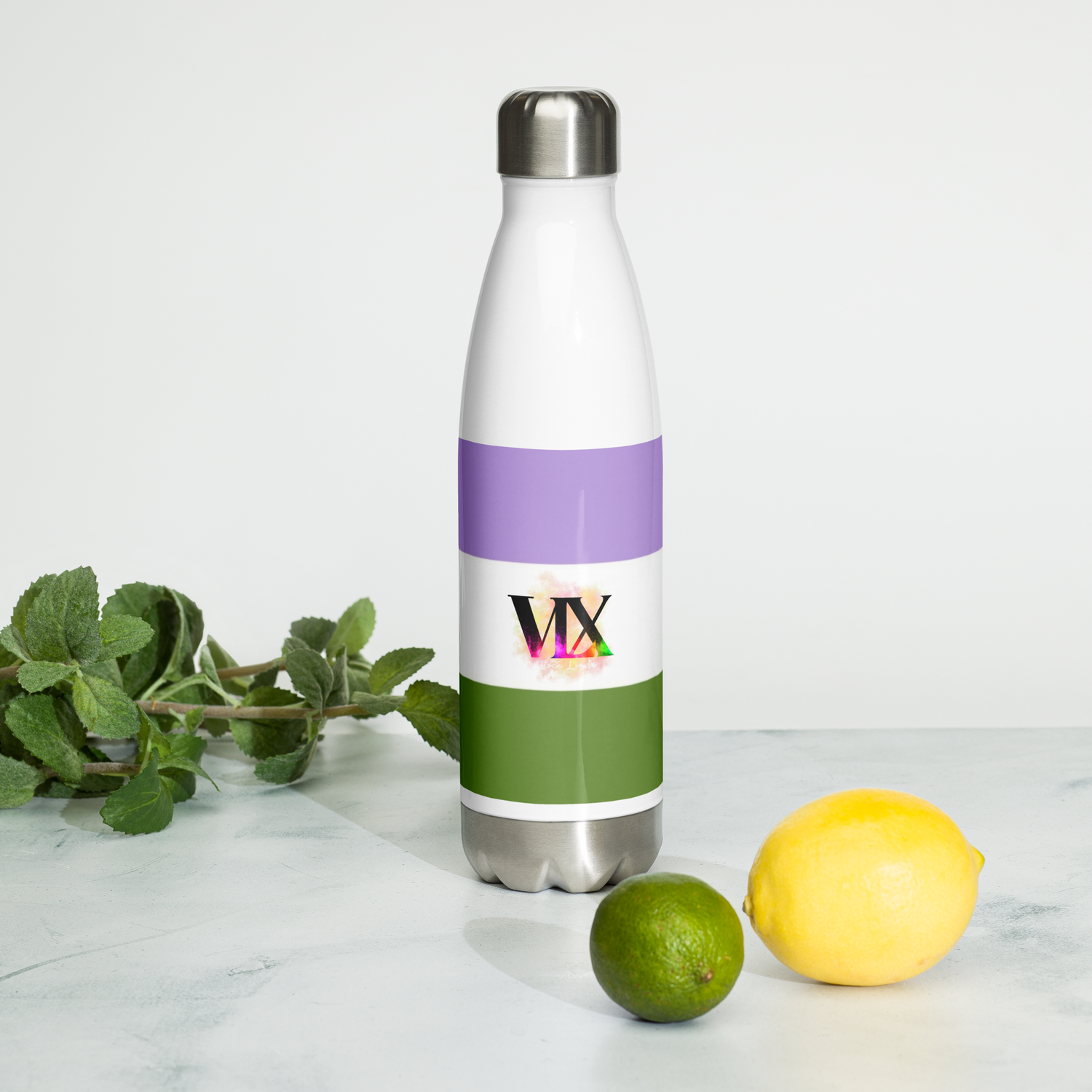 Botella de agua de acero inoxidable Bandera Genderqueer