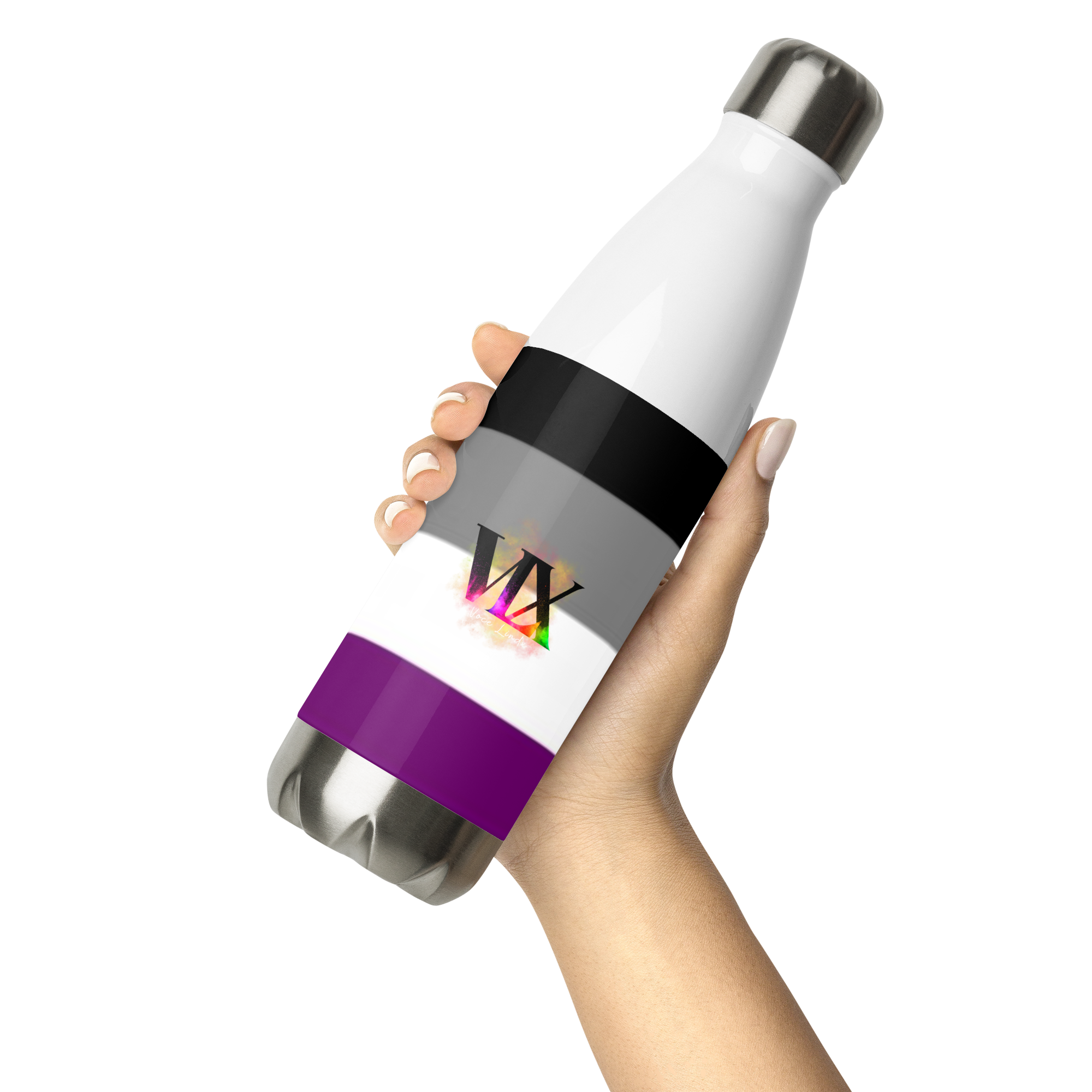 VOCE LINDX Asexual Flag Stainless Steel Water Bottle – 500 ml Vacuum-Insulated, Leak-Proof, Colourful Design