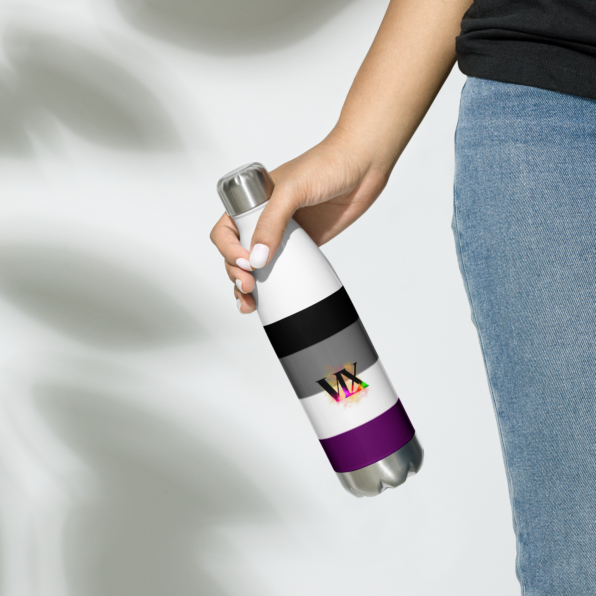 VOCE LINDX Asexual Flag Stainless Steel Water Bottle – 500 ml Vacuum-Insulated, Leak-Proof, Colourful Design