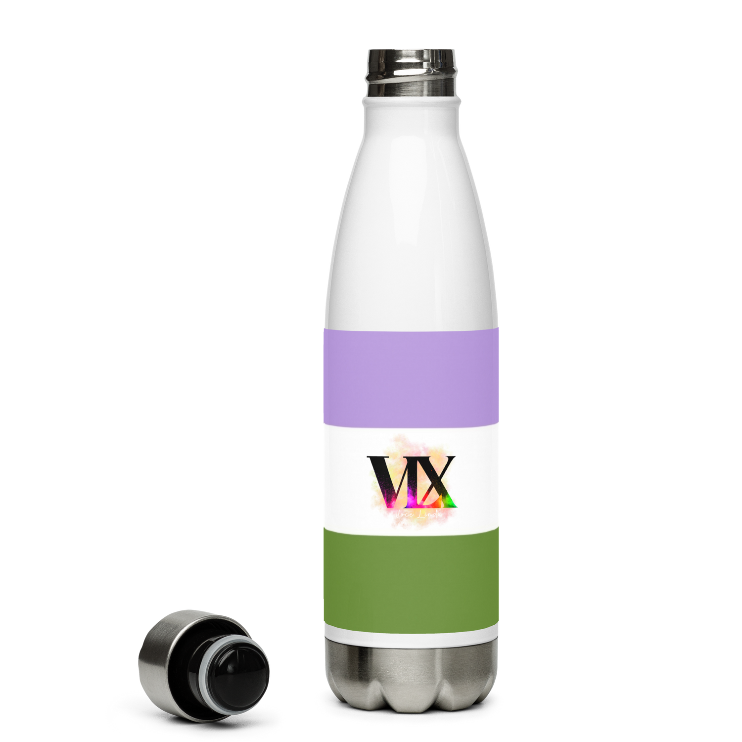 Botella de agua de acero inoxidable Bandera Genderqueer