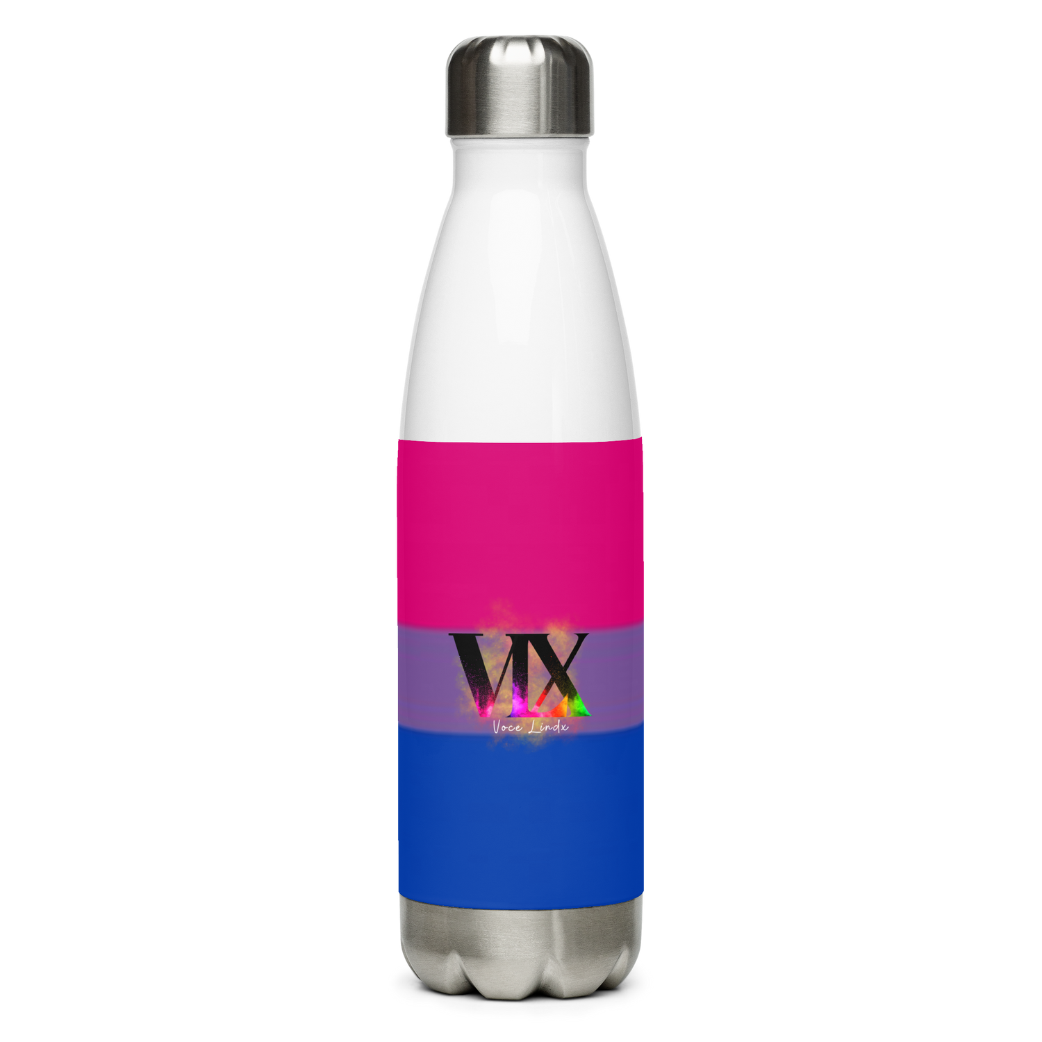 VOCE LINDX Bisexual Flag Stainless Steel Water Bottle – 500ml Double-Walled, Leak-Proof, Gloss Finish