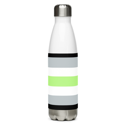 Agender Pride Flag Stainless Steel Water Bottle – 500ml BPA-Free Reusable Insulated Flask | LGBTQIA+ Visibility Design