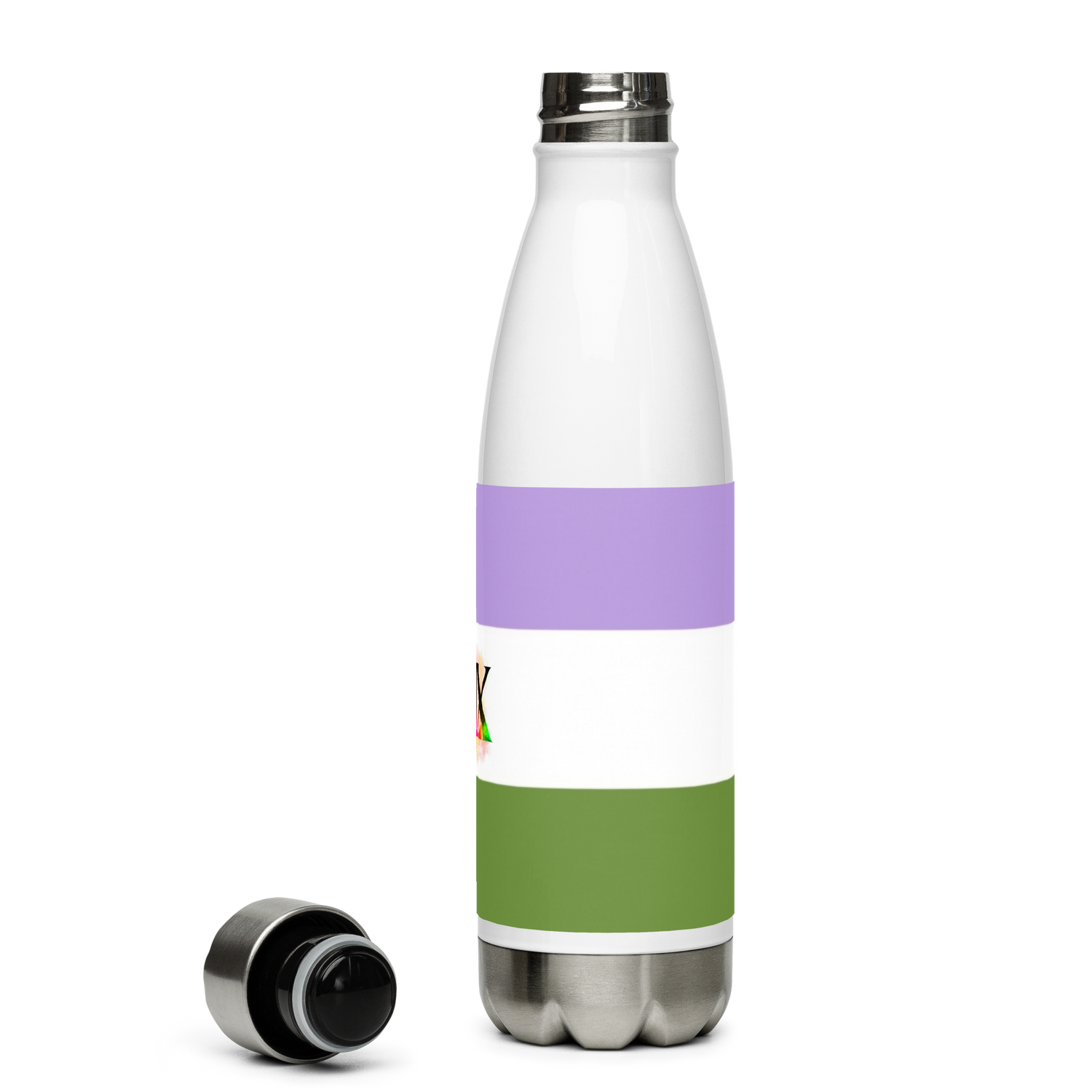 Botella de agua de acero inoxidable Bandera Genderqueer