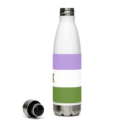 Botella de agua de acero inoxidable Bandera Genderqueer