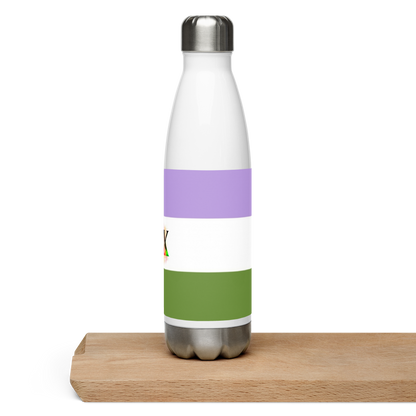 Botella de agua de acero inoxidable Bandera Genderqueer