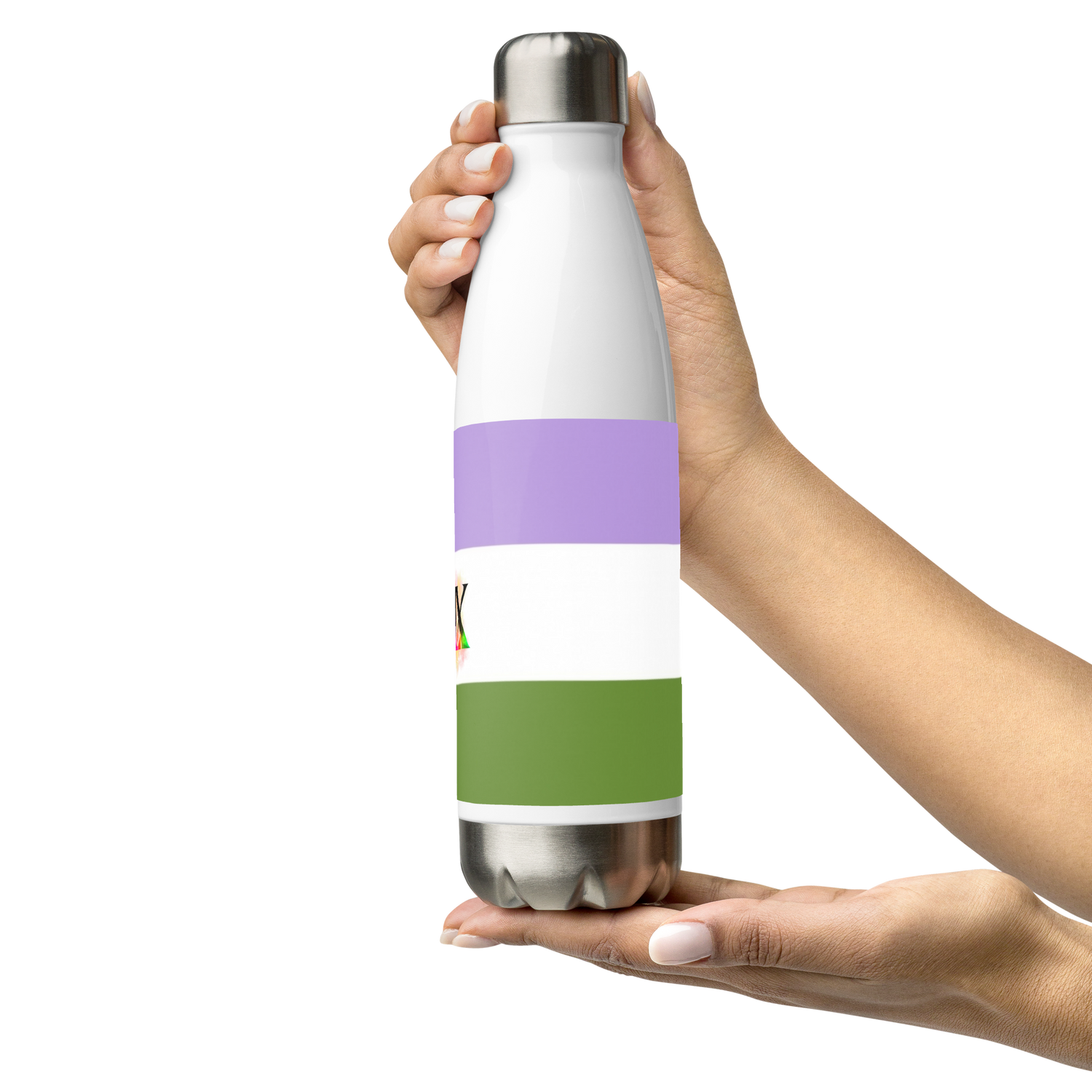 Botella de agua de acero inoxidable Bandera Genderqueer