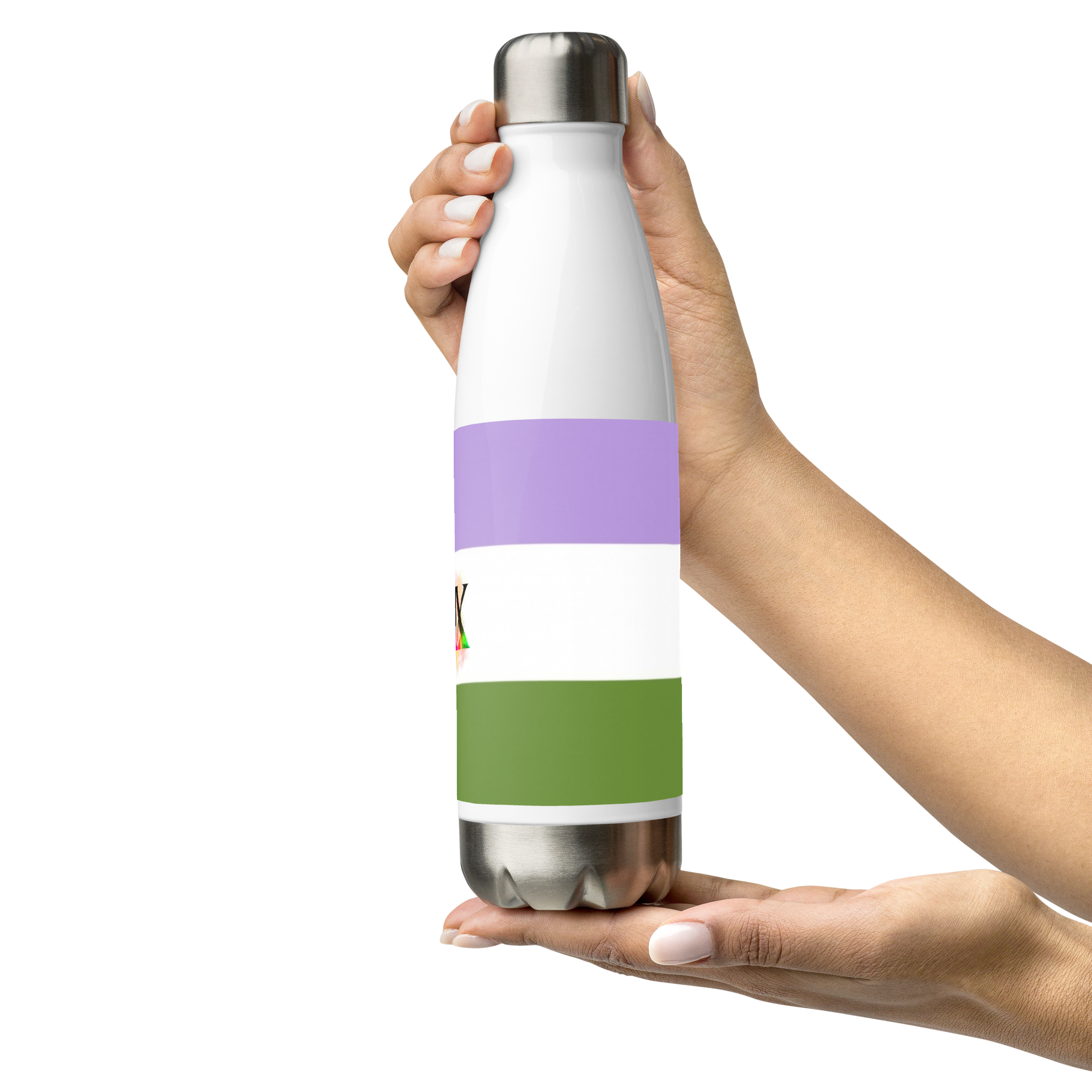 Botella de agua de acero inoxidable Bandera Genderqueer