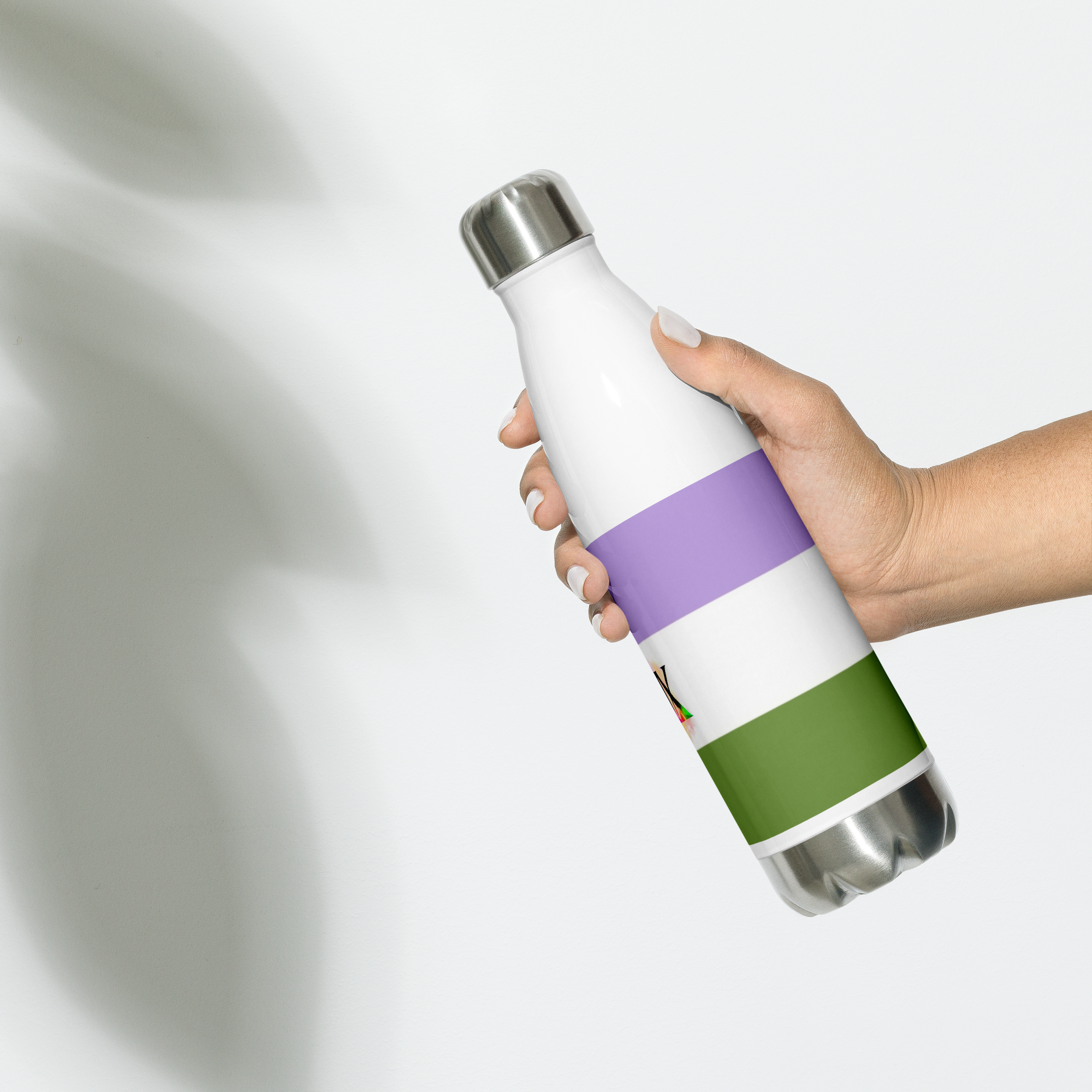 Botella de agua de acero inoxidable Bandera Genderqueer