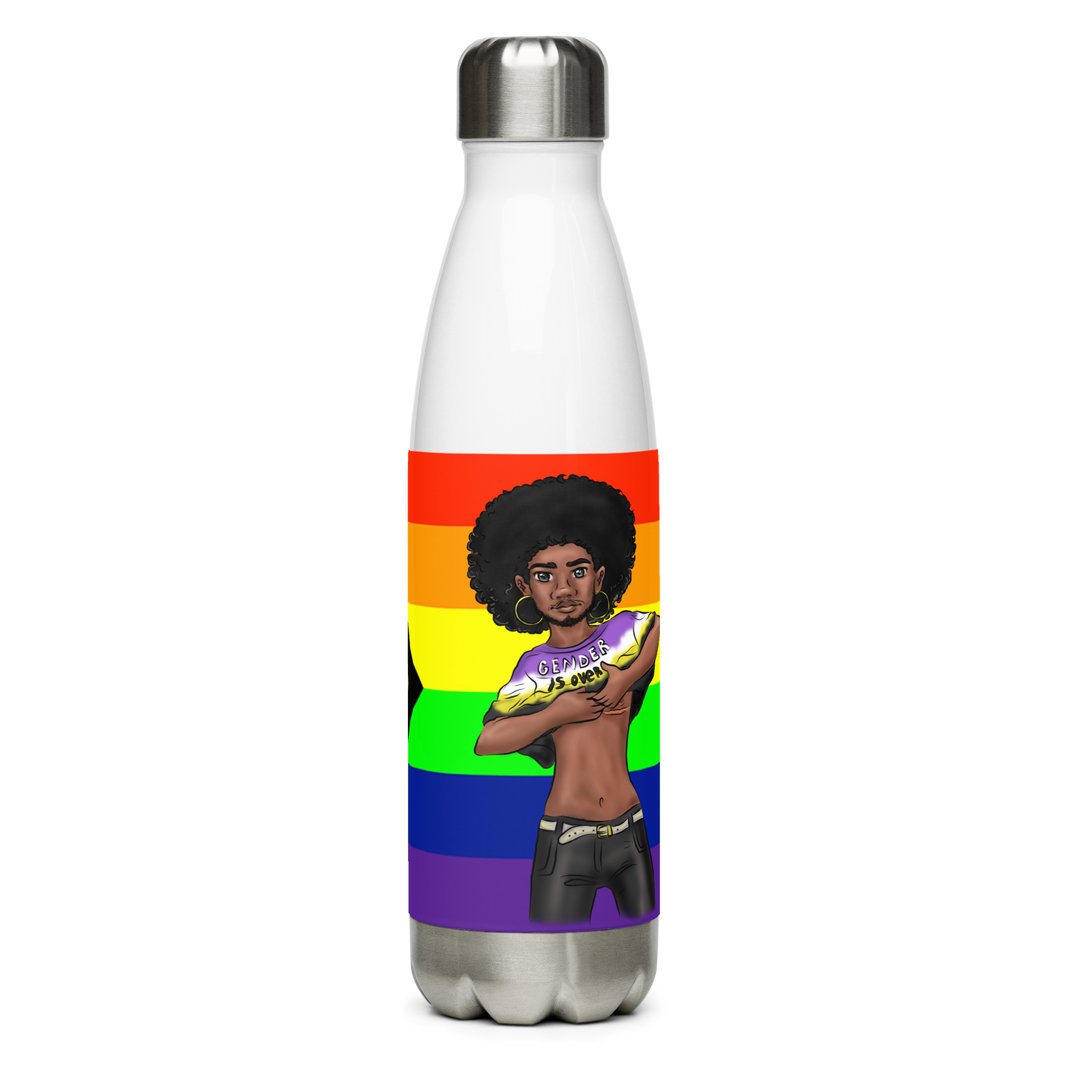 Botella de agua de acero inoxidable No binario y Orgullo Intersexual-Inclusivo