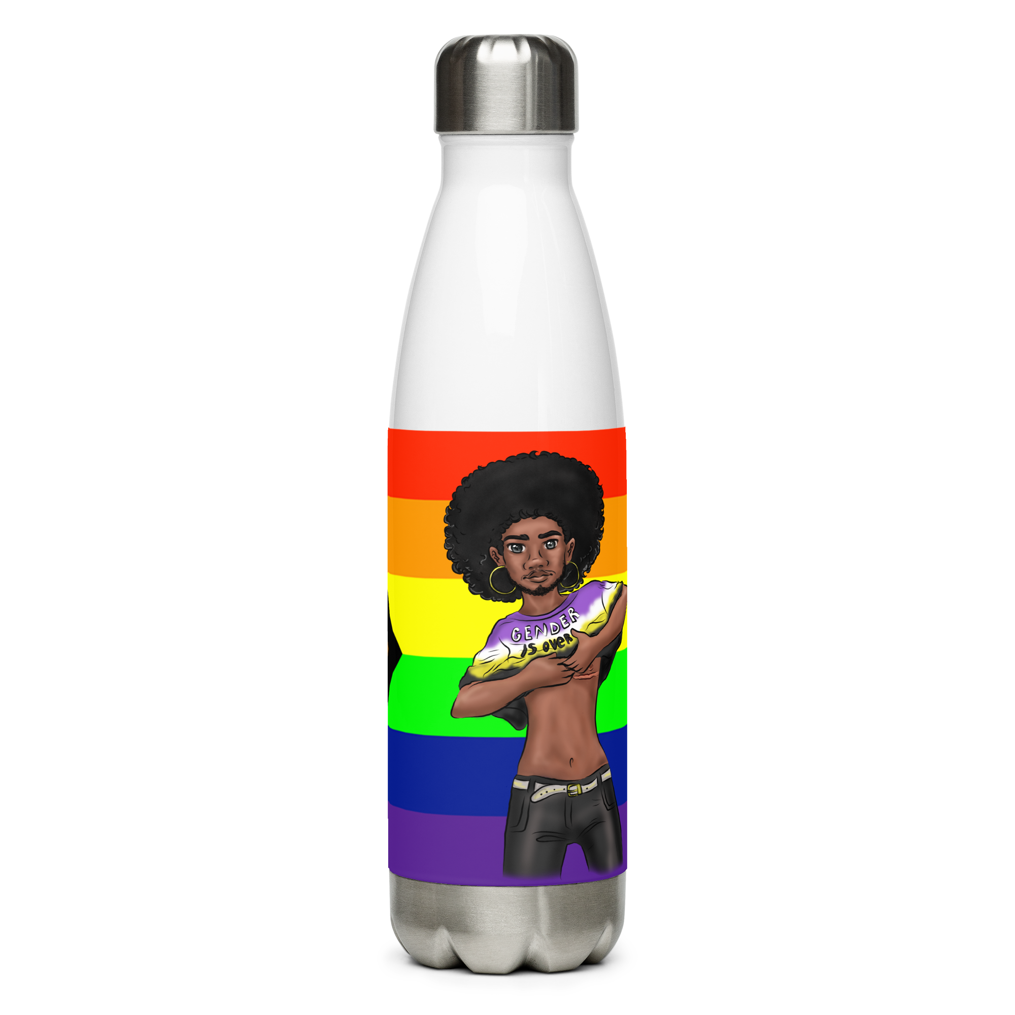 Botella de agua de acero inoxidable No binario y Orgullo Intersexual-Inclusivo