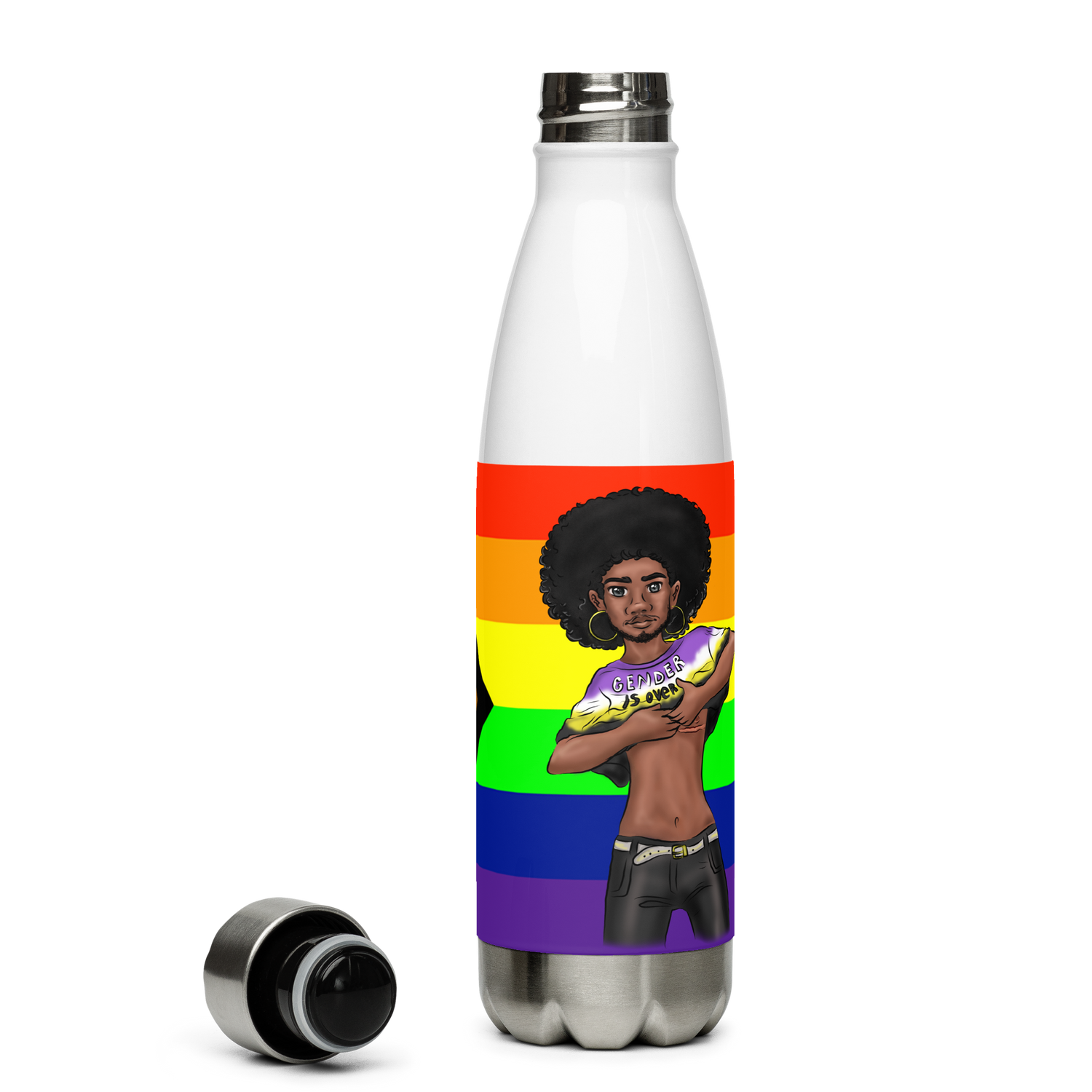 Botella de agua de acero inoxidable No binario y Orgullo Intersexual-Inclusivo