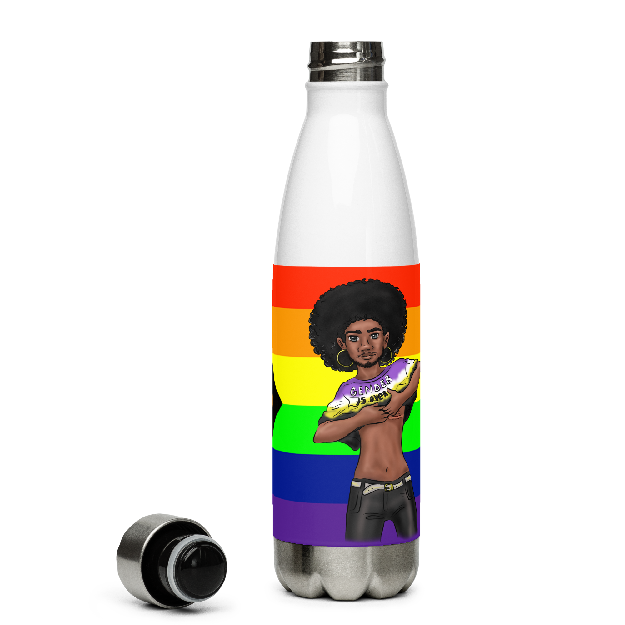 Botella de agua de acero inoxidable No binario y Orgullo Intersexual-Inclusivo