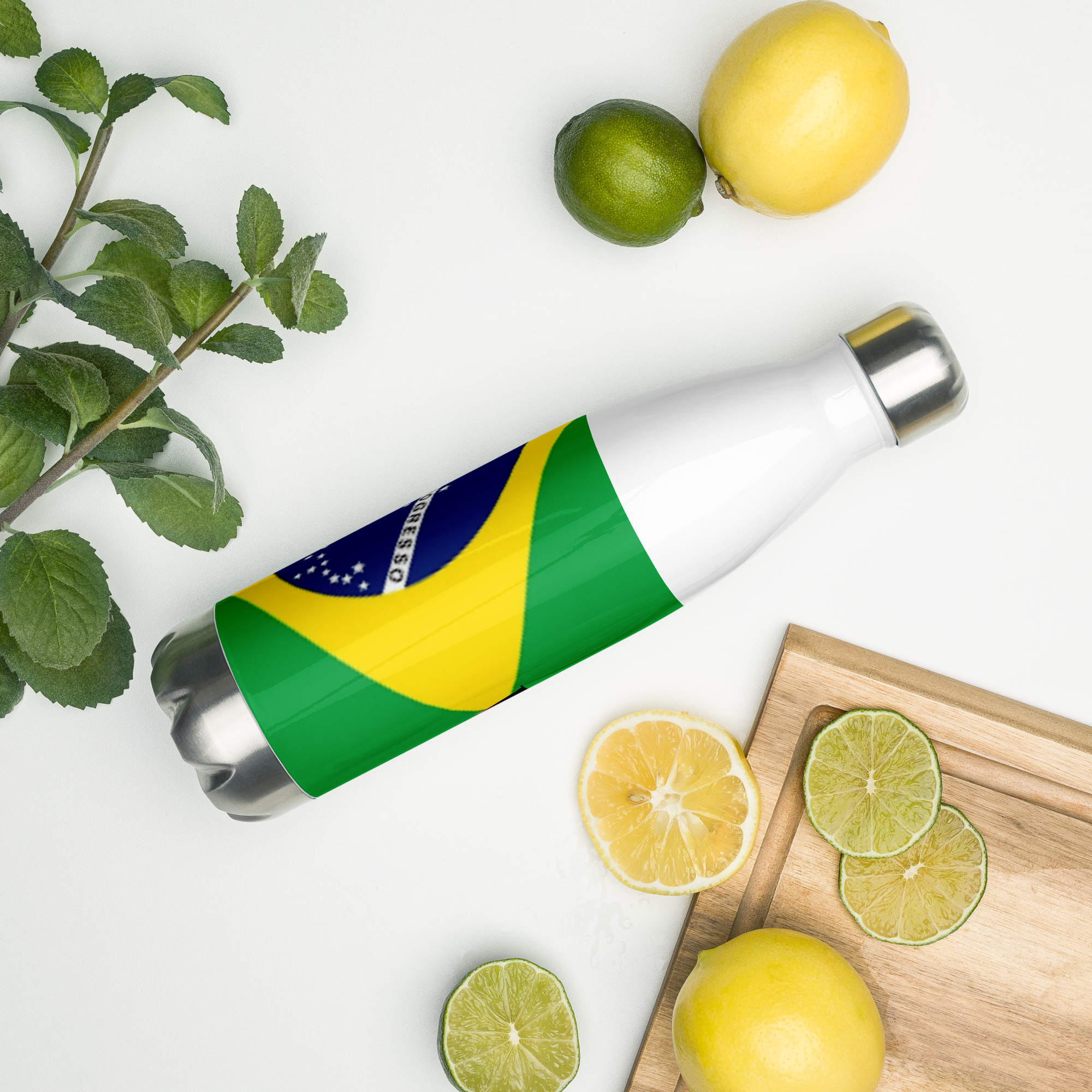 Botella de agua de acero inoxidable Bandera de Brasil
