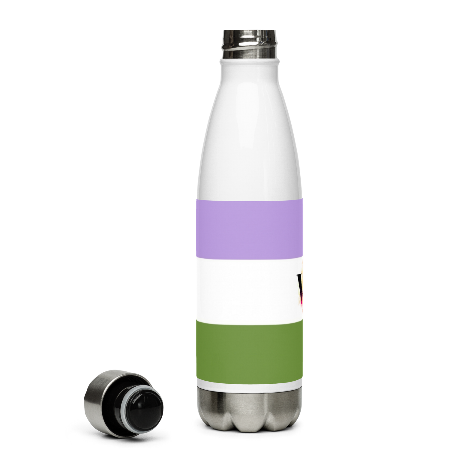 Botella de agua de acero inoxidable Bandera Genderqueer