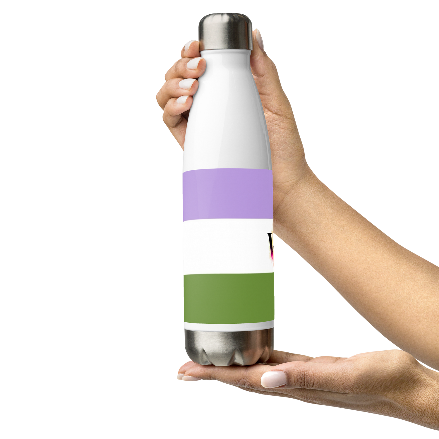 Botella de agua de acero inoxidable Bandera Genderqueer