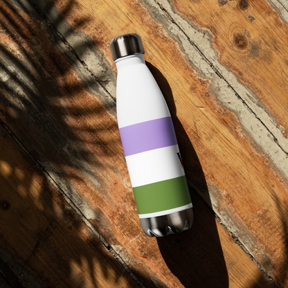 Botella de agua de acero inoxidable Bandera Genderqueer