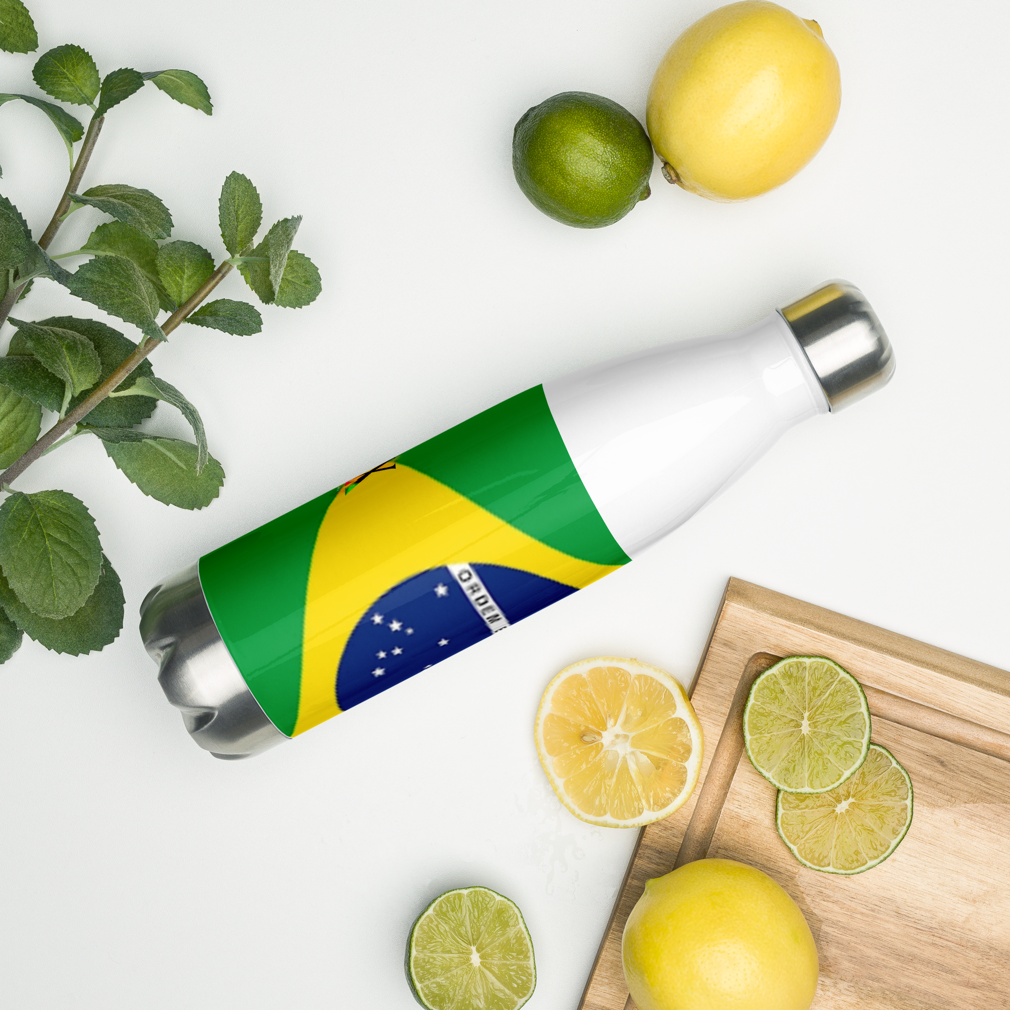 Botella de agua de acero inoxidable Bandera de Brasil