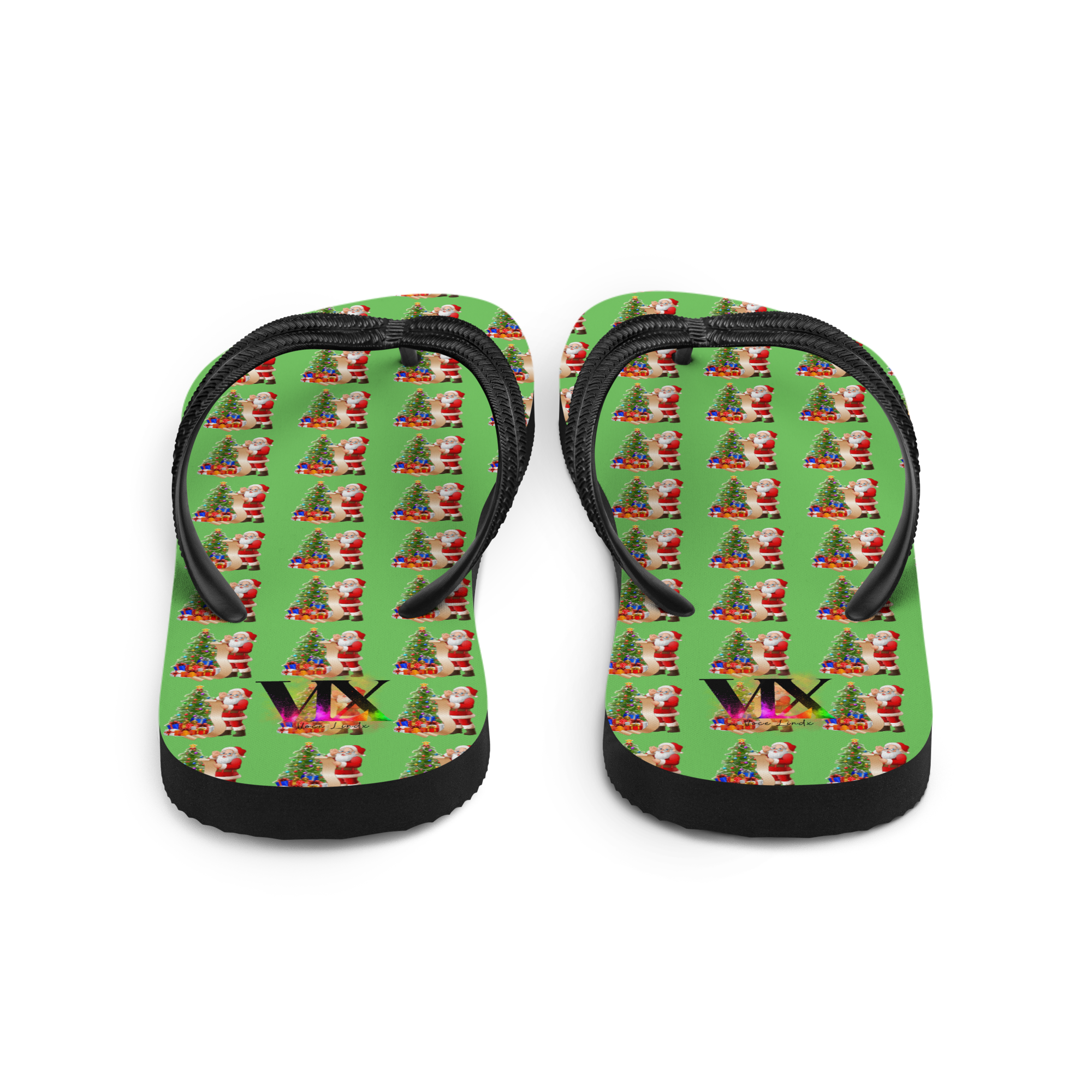 Chinelos verdes de Papai Noel de Natal
