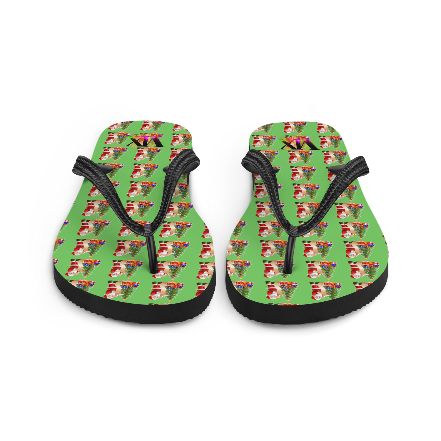 Chinelos verdes de Papai Noel de Natal