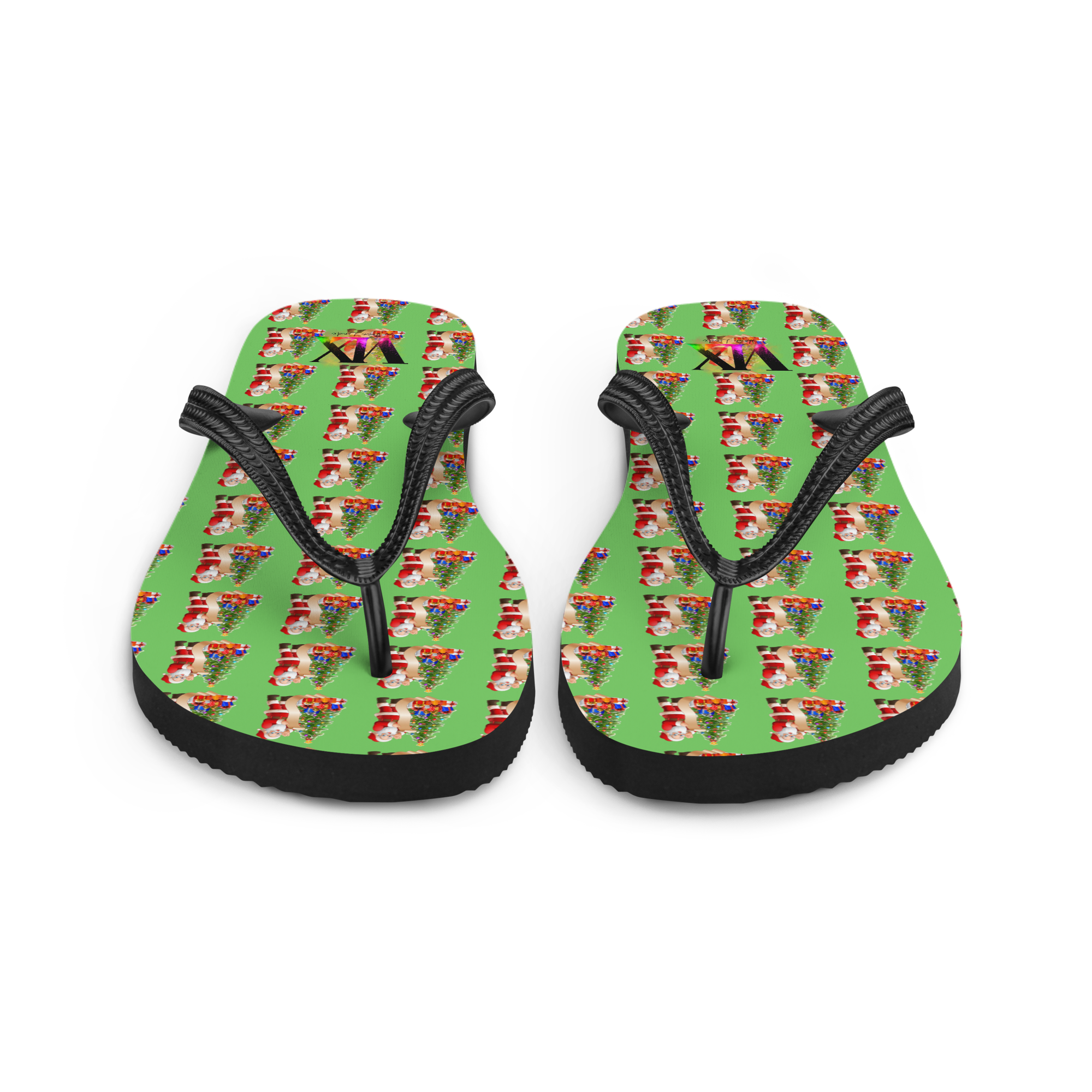 Chinelos verdes de Papai Noel de Natal
