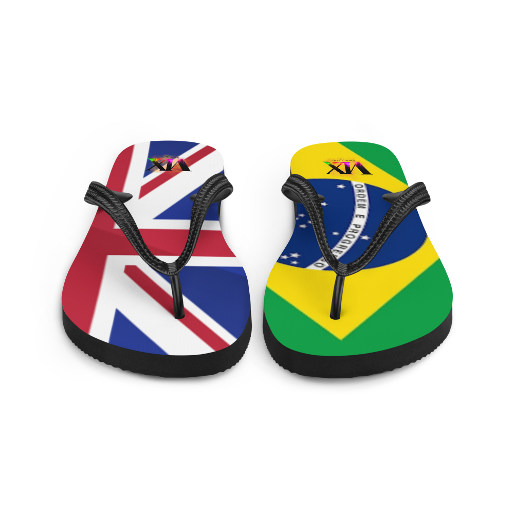 Brazil &amp; England Flag Flip-Flops – Cushioned Sole Sandals with Dual National Print | Comfortable Multicultural Footwear