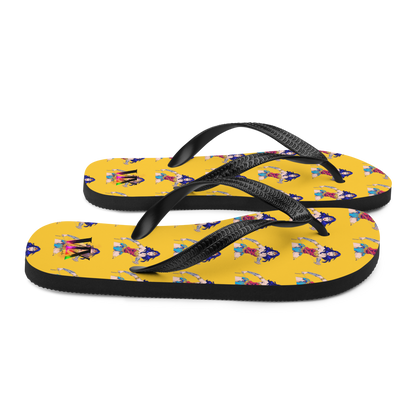 Chanclas Mujer Maravilla sobre fondo amarillo