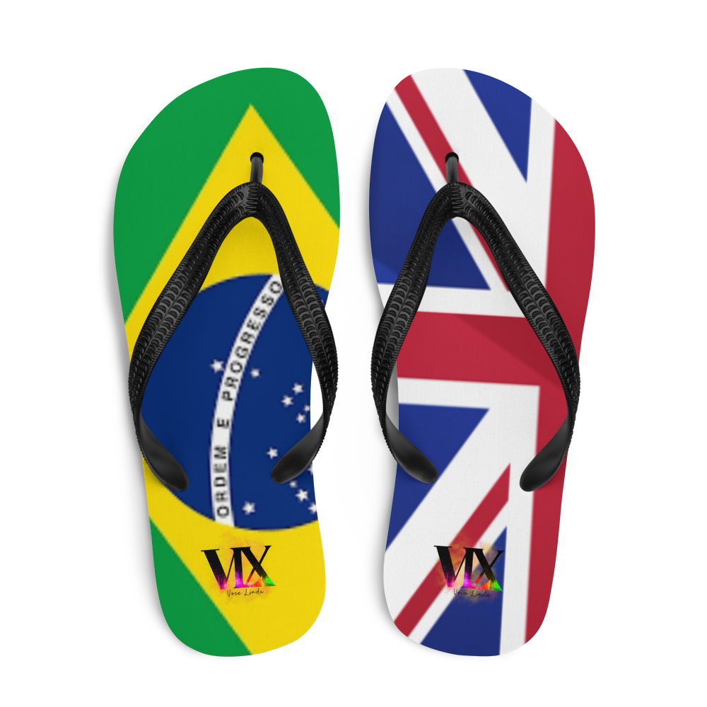 Brazil &amp; England Flag Flip-Flops – Cushioned Sole Sandals with Dual National Print | Comfortable Multicultural Footwear