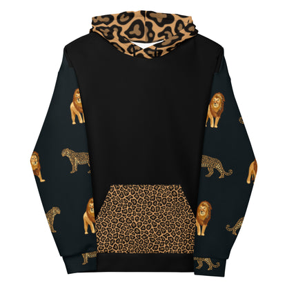 Jaguar and Lion Hoodie – Bold Wildlife Artwork | Empowering Pride Statement