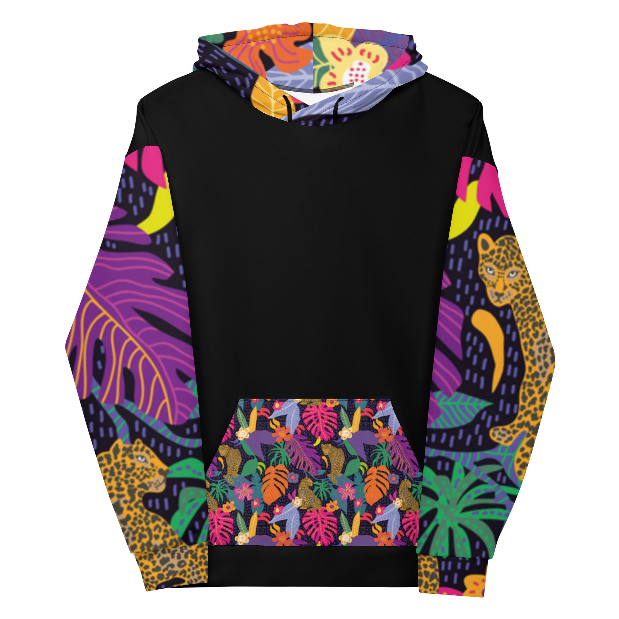 Floral Jaguar Hoodie – Colourful Print with Botanical Motifs | Bold &amp; Artistic Streetwear